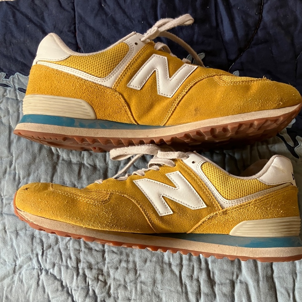 New Balance Mustard and White Sneakers